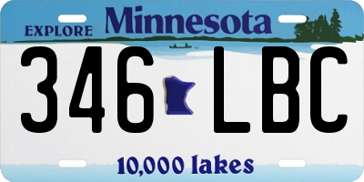 MN license plate 346LBC