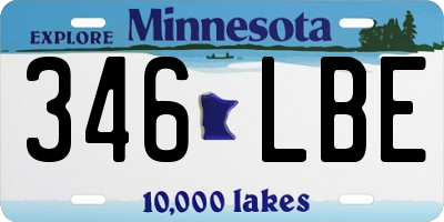 MN license plate 346LBE
