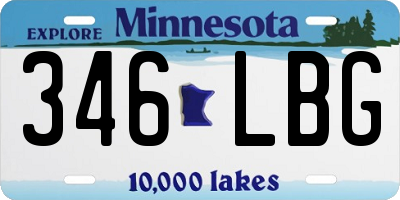 MN license plate 346LBG