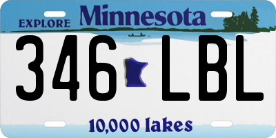 MN license plate 346LBL