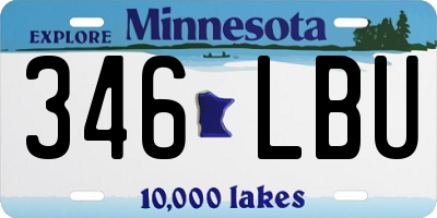 MN license plate 346LBU