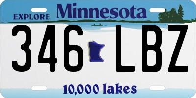 MN license plate 346LBZ