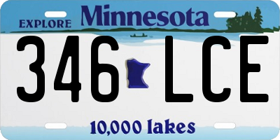 MN license plate 346LCE