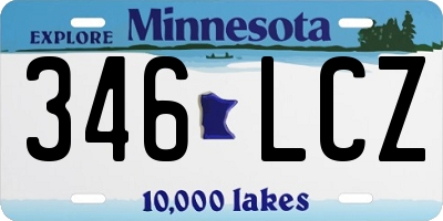 MN license plate 346LCZ
