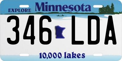 MN license plate 346LDA