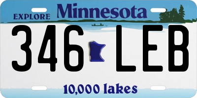 MN license plate 346LEB