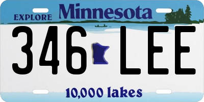 MN license plate 346LEE