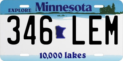 MN license plate 346LEM