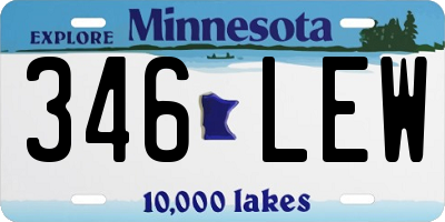 MN license plate 346LEW