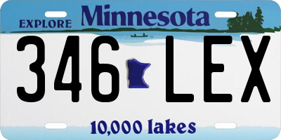 MN license plate 346LEX