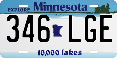 MN license plate 346LGE