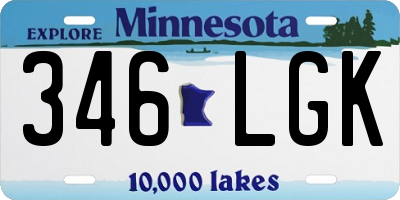 MN license plate 346LGK