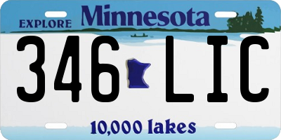 MN license plate 346LIC