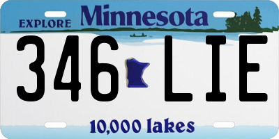 MN license plate 346LIE