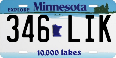 MN license plate 346LIK