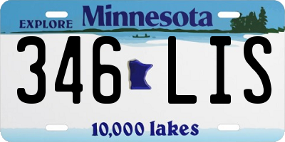 MN license plate 346LIS