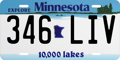 MN license plate 346LIV