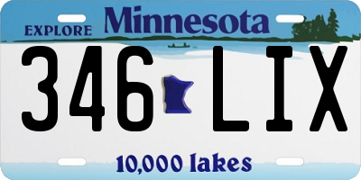 MN license plate 346LIX