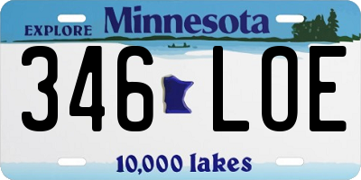 MN license plate 346LOE