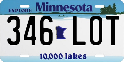 MN license plate 346LOT