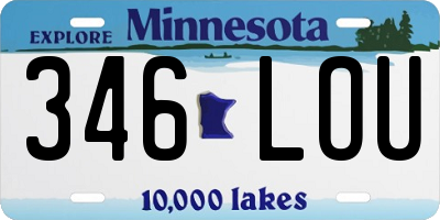 MN license plate 346LOU