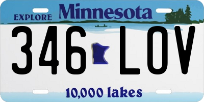 MN license plate 346LOV