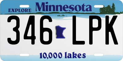 MN license plate 346LPK