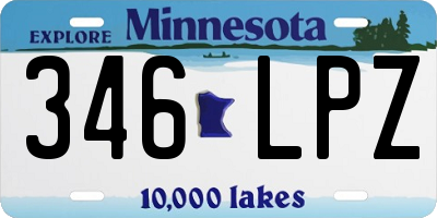 MN license plate 346LPZ