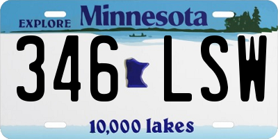 MN license plate 346LSW