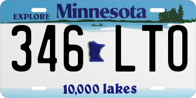 MN license plate 346LTO