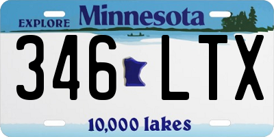 MN license plate 346LTX