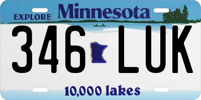 MN license plate 346LUK