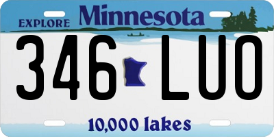 MN license plate 346LUO
