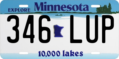 MN license plate 346LUP