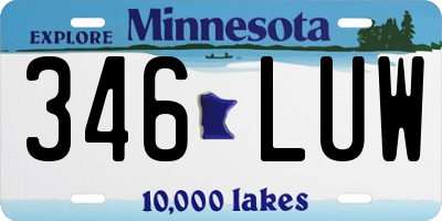 MN license plate 346LUW