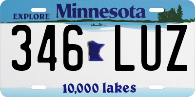 MN license plate 346LUZ