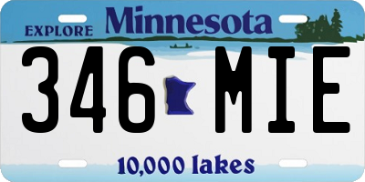 MN license plate 346MIE