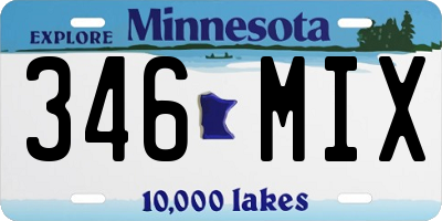 MN license plate 346MIX