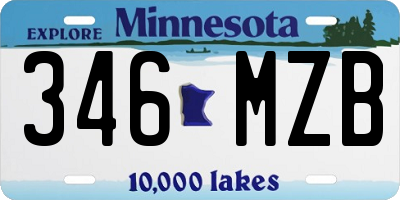 MN license plate 346MZB