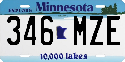MN license plate 346MZE