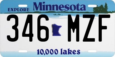 MN license plate 346MZF