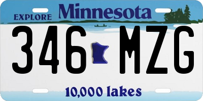 MN license plate 346MZG