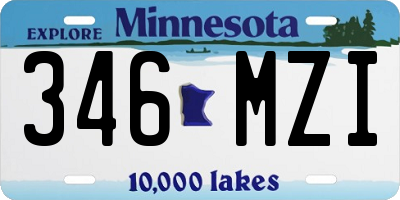 MN license plate 346MZI