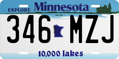 MN license plate 346MZJ