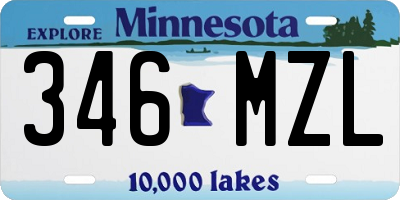 MN license plate 346MZL