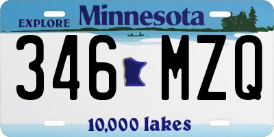 MN license plate 346MZQ