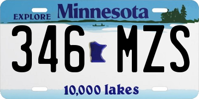 MN license plate 346MZS
