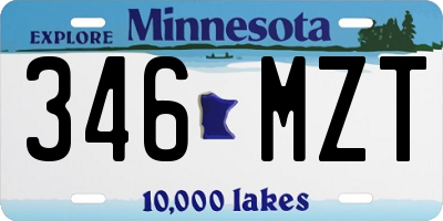 MN license plate 346MZT