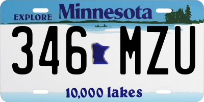 MN license plate 346MZU