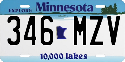 MN license plate 346MZV